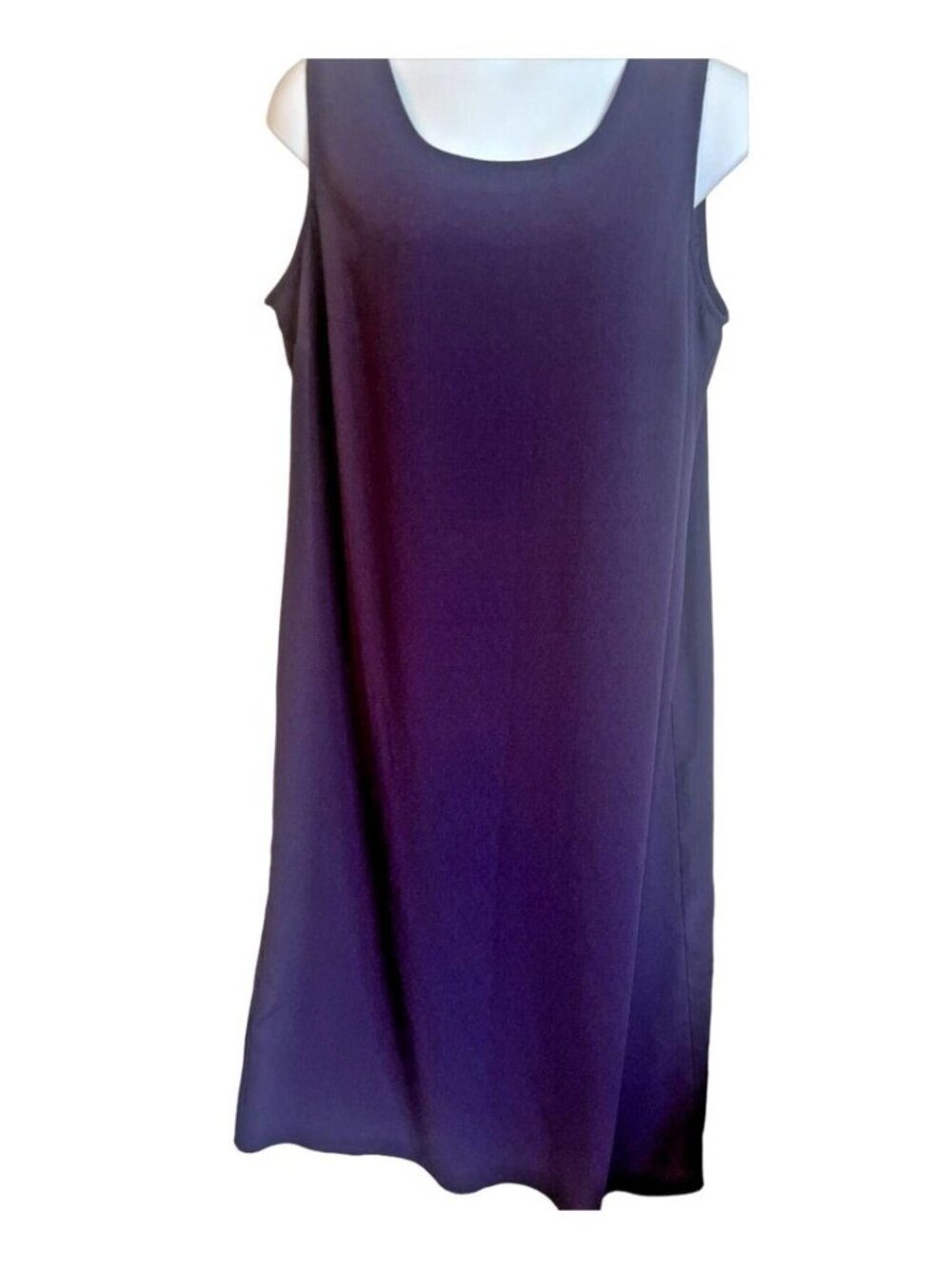 20W Dress Shift Sleeveless Gauze Purple Midi Lightweight Zip